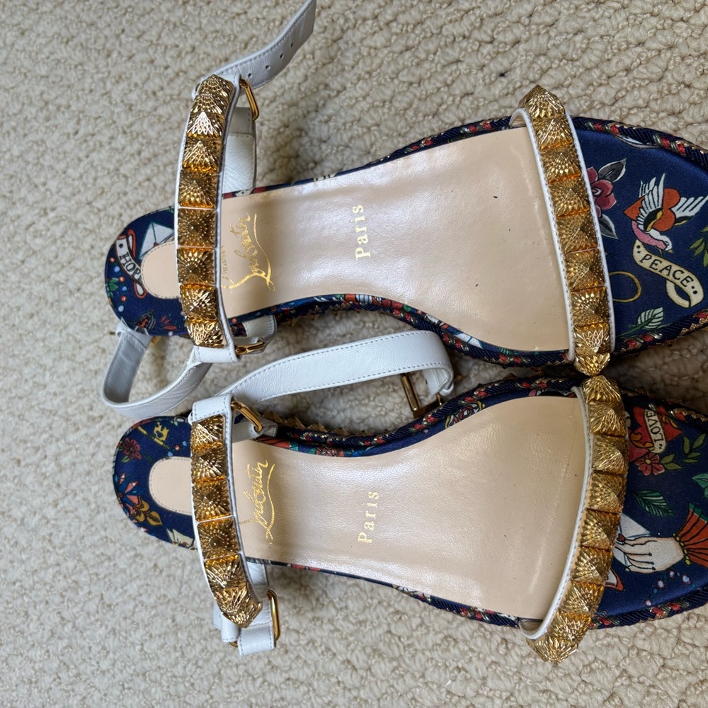 Christian Louboutin Floral and Gold Women's Sandals